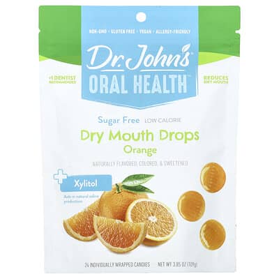 Oral Health™, Dry Mouth Drops, + Xylitol, Orange, 24 Individually Wrapped Candies. 3.85 oz (109 g)