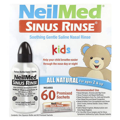 Kids, Sinus Rinse®, Ages 2+, 1 Squeeze Bottle, 60 Premixed Packets