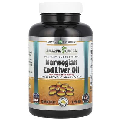 Рыбий жир Norwegian Cod Liver Oil, Lemon, 120 Softgels