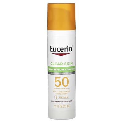 Eucerin легкий солнцезащитный лосьон для лица, SPF 50, без отдушек, 2.5 fl oz (75 ml)