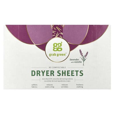 Dryer Sheets, Lavender with Vanilla, 80 Compostable Sheets