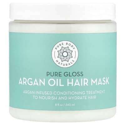 Pure Body Naturals Маска для волос с маслом арганы, Pure Gloss, 8 fl oz (240 ml)