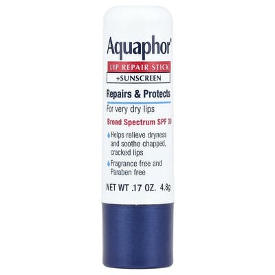 Бальзам для губ + солнцезащитный крем, SPF 30, без отдушки, 0.17 oz (4.8 g)