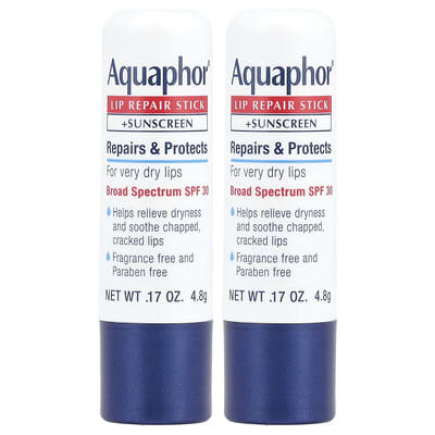 Бальзам для губ + солнцезащитный крем, SPF 30, без отдушки, 2 шт., 0.17 oz (4.8 g) каждый
