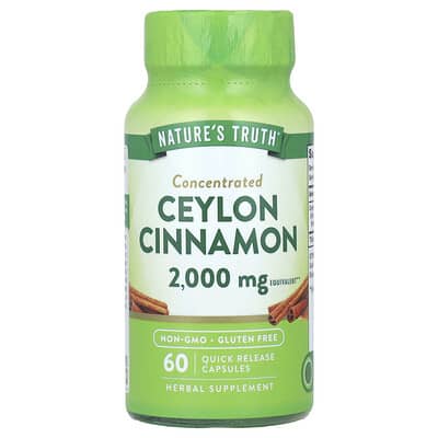 Концентрированная корица цейлонская, 2,000 mg, 60 Quick Release Capsules