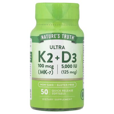 Ultra K2 + D3, 50 мягких капсул