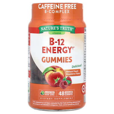 Желейные витамины B-12 Energy, Natural Peach Raspberry, 48 шт.