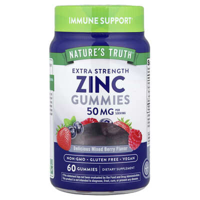 Zinc Gummies,  Delicious Mixed Berry, 60 Gummies (16 mg Per Gummy)