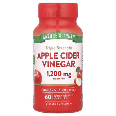 Triple Strength яблочный уксус, 60 быстрорастворимых капсул (600 мг на капсулу)