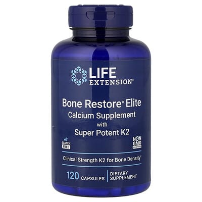 Bone Restore Elite, Calcium Supplement с Super Potent K2, 120 Capsules