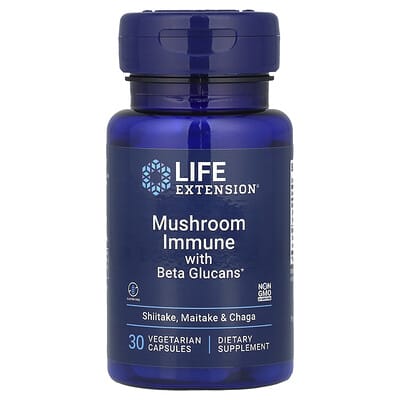 Life Extension Mushroom Immune с бета-глюканами, 30 капсул