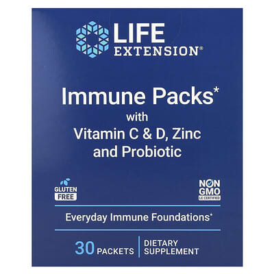 Immune Packs with Vitamin C & D, Zinc and Probiotic, 30 Packets