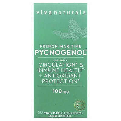 Viva Naturals French Maritime Pycnogenol®, 100 mg, 60 вегетарианских капсул