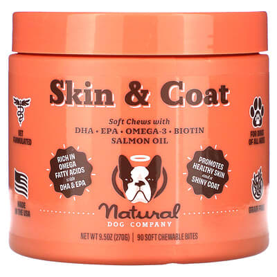 Skin & Coat для собак, для всех возрастов, 90 мягких жевательных капсул, 9.5 oz (270 g)