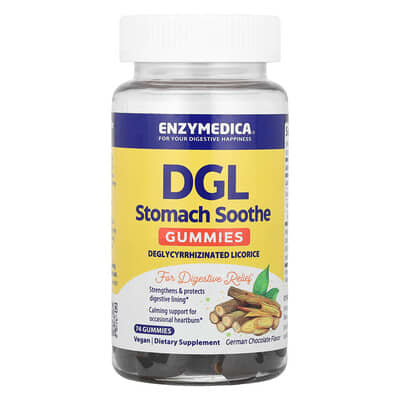 Желейные конфеты Enzymedica DGL Stomach Soothe, German Chocolate, 74 шт. (200 mg на конфету)