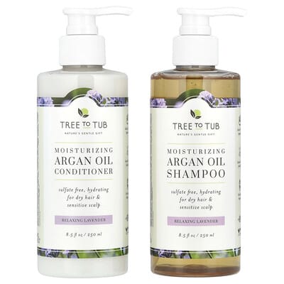 Moisturizing Argan Oil Shampoo & Conditioner Set, For Dry Hair, Relaxing Lavender, 2 Piece Set, 8.5 fl oz (250 ml) Each