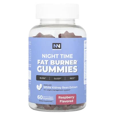 Night Time Fat Burner Gummies, Weight Management Support, Raspberry, 60 Pectin Based Gummies