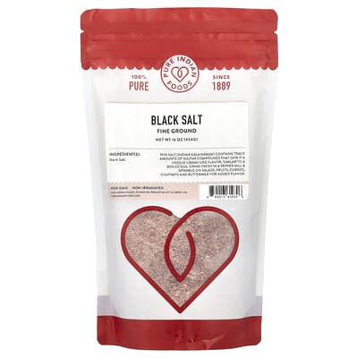 Черная соль Pure Indian Foods, Fine Ground, 16 oz (454 g)