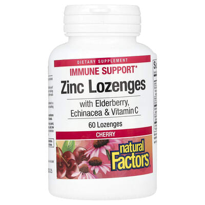 Zinc Lonzenges, с бузиной, эхинацеей и витамином C, вишня, 60 пастилок