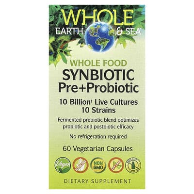 Синбиотик Whole Earth & Sea® Whole Food Synbiotic Pre+Probiotic, 60 Vegetarian Capsules
