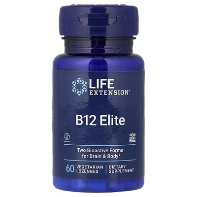 B12 Elite, 60 вегетарианских пастилок (1,000 mcg на пастилку)