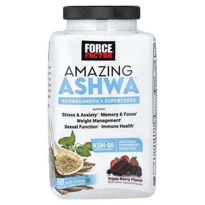 Amazing Ashwa®, Triple Berry, 60 мягких жевательных таблеток