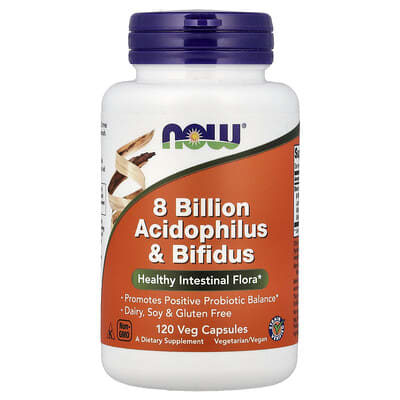 8 миллиардов Acidophilus и Bifidus, 120 веганских капсул (68 mg на капсулу)