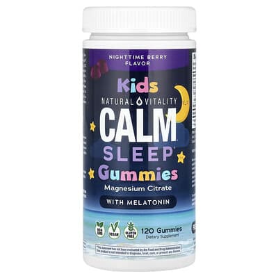 CALM® Детские жевательные витамины с мелатонином, ночная ягода, 120 шт