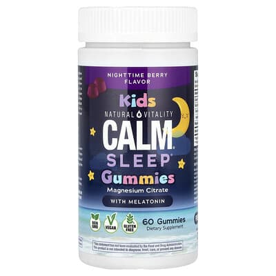 CALM® Детские жевательные витамины с мелатонином, ночная ягода, 60 шт