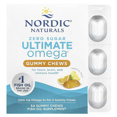 Nordic Naturals Ultimate Omega® Gummy Chews, тропические фрукты, 1,200 mg, 54 шт