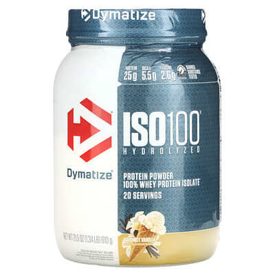 Dymatize ISO100® Hydrolyzed 100% изолят сывороточного протеина, Gourmet Vanilla, 1.34 lb (610 g)