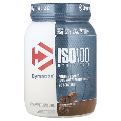 Изолят сывороточного протеина ISO100® Hydrolyzed, 100% Whey Protein Isolate, вкус Gourmet Chocolate, 1.43 lb (650 g)