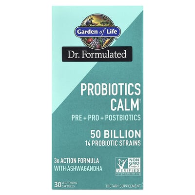 Garden of Life Probiotics Calm, 50 Billion, 30 вегетарианских капсул