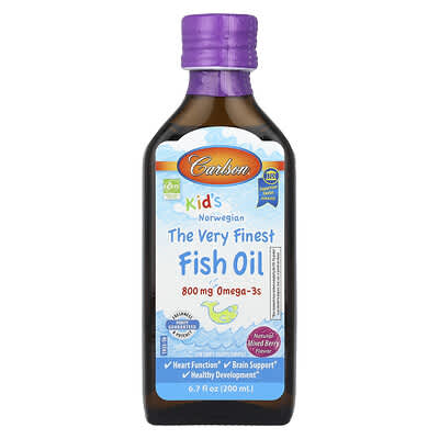 Детский норвежский рыбий жир, натуральный микс ягод, 800 mg, 6.7 fl oz (200 ml)