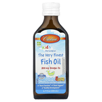 Детское норвежское рыбье масло The Very Finest Fish Oil, персиковый вкус, 800 mg, 6.7 fl oz (200 ml)