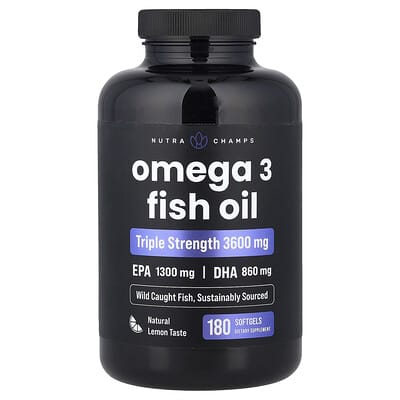 Рыбий жир Omega 3 NutraChamps Natural Lemon 180 Softgels 1,200 mg