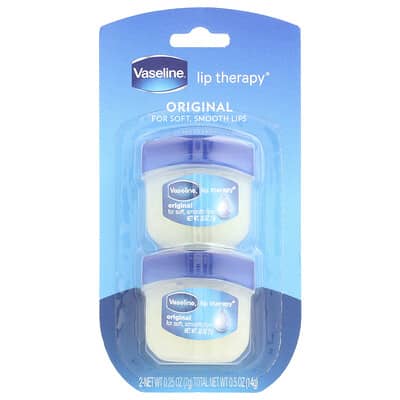 Vaseline Lip Therapy®, оригинальный бальзам для губ, набор из 2 шт, 0.25 oz (7 g) каждый