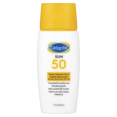 Шелковый минеральный солнцезащитный крем для лица, SPF 50, без отдушки, 1.7 fl oz (50 ml)