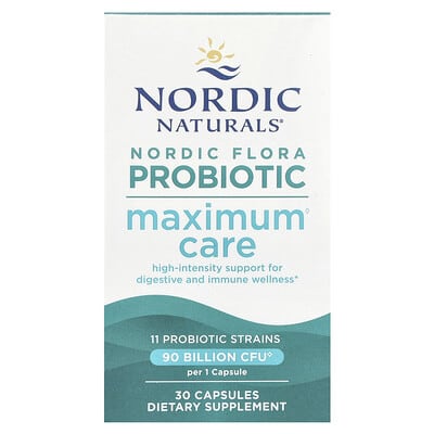 Nordic Flora Probiotic, Maximum Care, 90 Billion CFU, 30 капсул