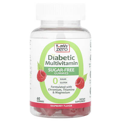YumVs Zero Diabetic мультивитаминные мармеладки, малина, 60 штук