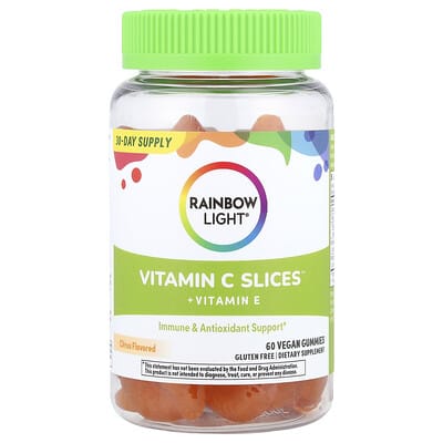 Vitamin C Slices™ + Vitamin E, Citrus, 60 Vegan Gummies