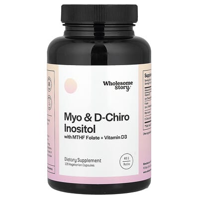 Myo & D-Chiro Inositol with MTHF Folate + Vitamin D3, 120 Vegetarian Capsules