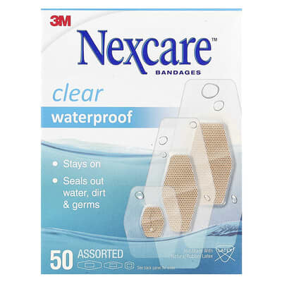 Nexcare водонепроницаемые пластыри, 50 шт разных размеров