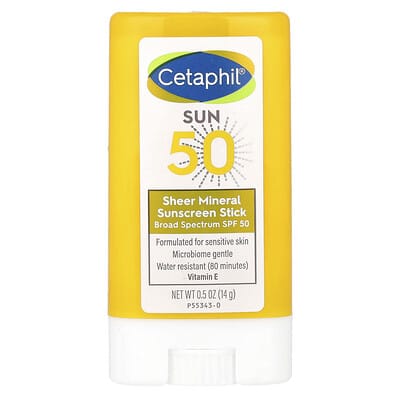 Минеральный солнцезащитный стик Cetaphil Sheer Mineral Sunscreen Stick, SPF 50, 0.5 oz (14 g)