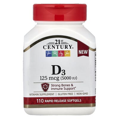 Vitamin D3, 125 mcg (5,000 IU), 110 Rapid Release Softgels