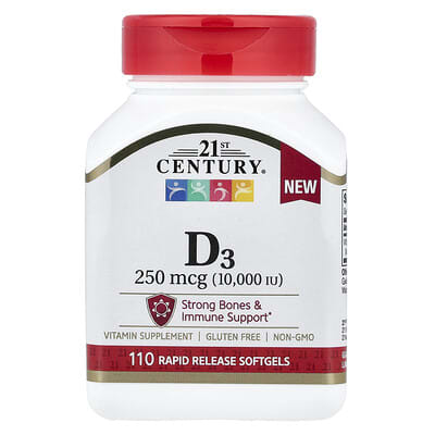 Vitamin D3 250 mcg (10,000 IU) 110 мягких капсул