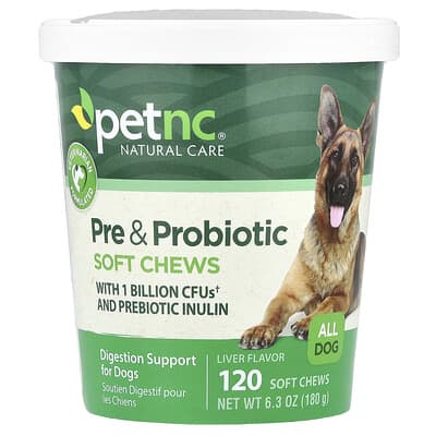 petnc NATURAL CARE мягкие жевательные витамины с пребиотиками и пробиотиками для собак, печень, 120 шт., 6.3 oz (180 g)