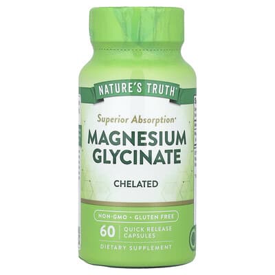 Magnesium Glycinate, Chelated, 60 Quick Release Capsules (100 mg per Capsule)