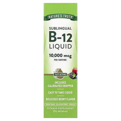 Сублингвальная жидкость B-12, вкус ягоды, 2 fl oz (59 ml)