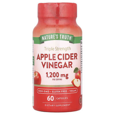 Triple Strength Apple Cider Vinegar, 60 Capsules (600 mg per Capsule)